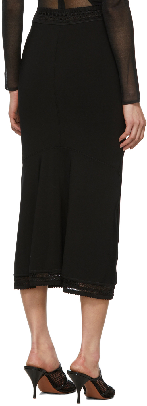 Alaïa Black Lace Midi Skirt In 999 Black