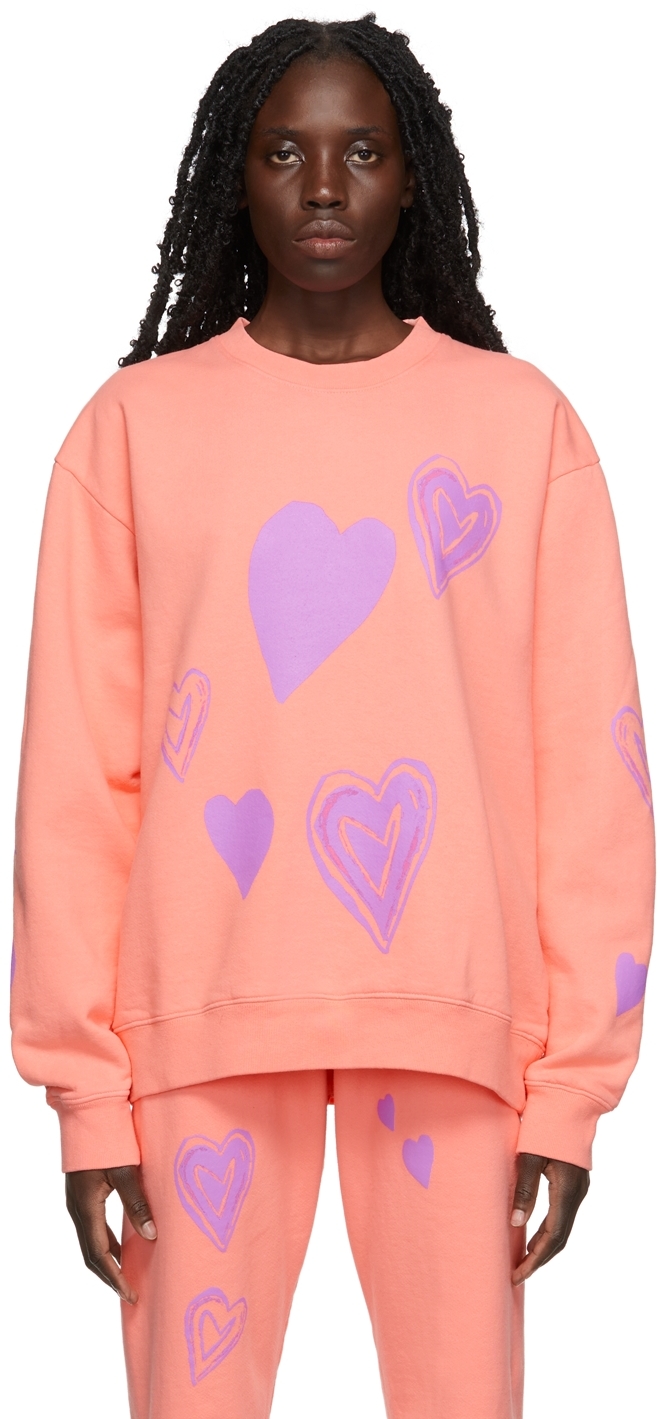 Kids Worldwide SSENSE Exclusive Pink Hearts Sweatshirt