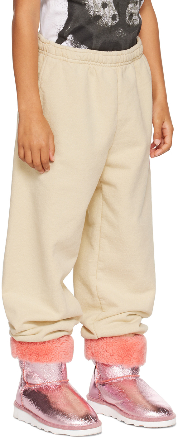Kids Worldwide Ssense Exclusive Kids Off-white Rose Lounge Pants In Light Khaki