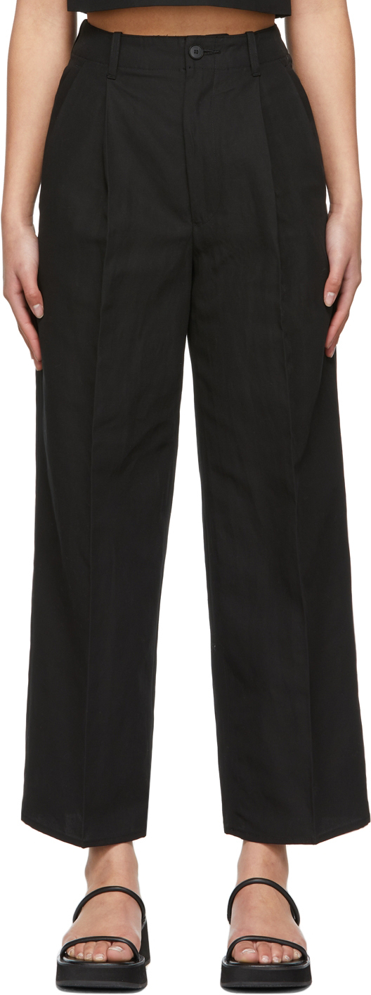 Black Hard Twist Finx Trousers by AURALEE on Sale