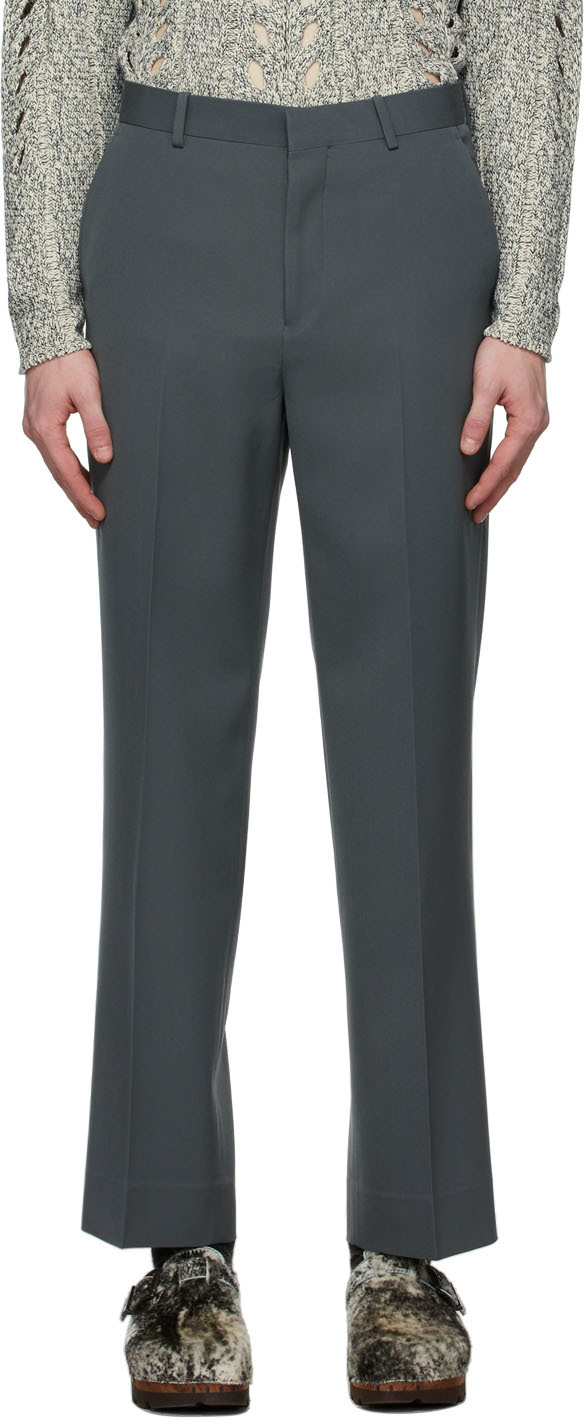 AURALEE: Grey Light Wool Max Gabardine Trousers | SSENSE