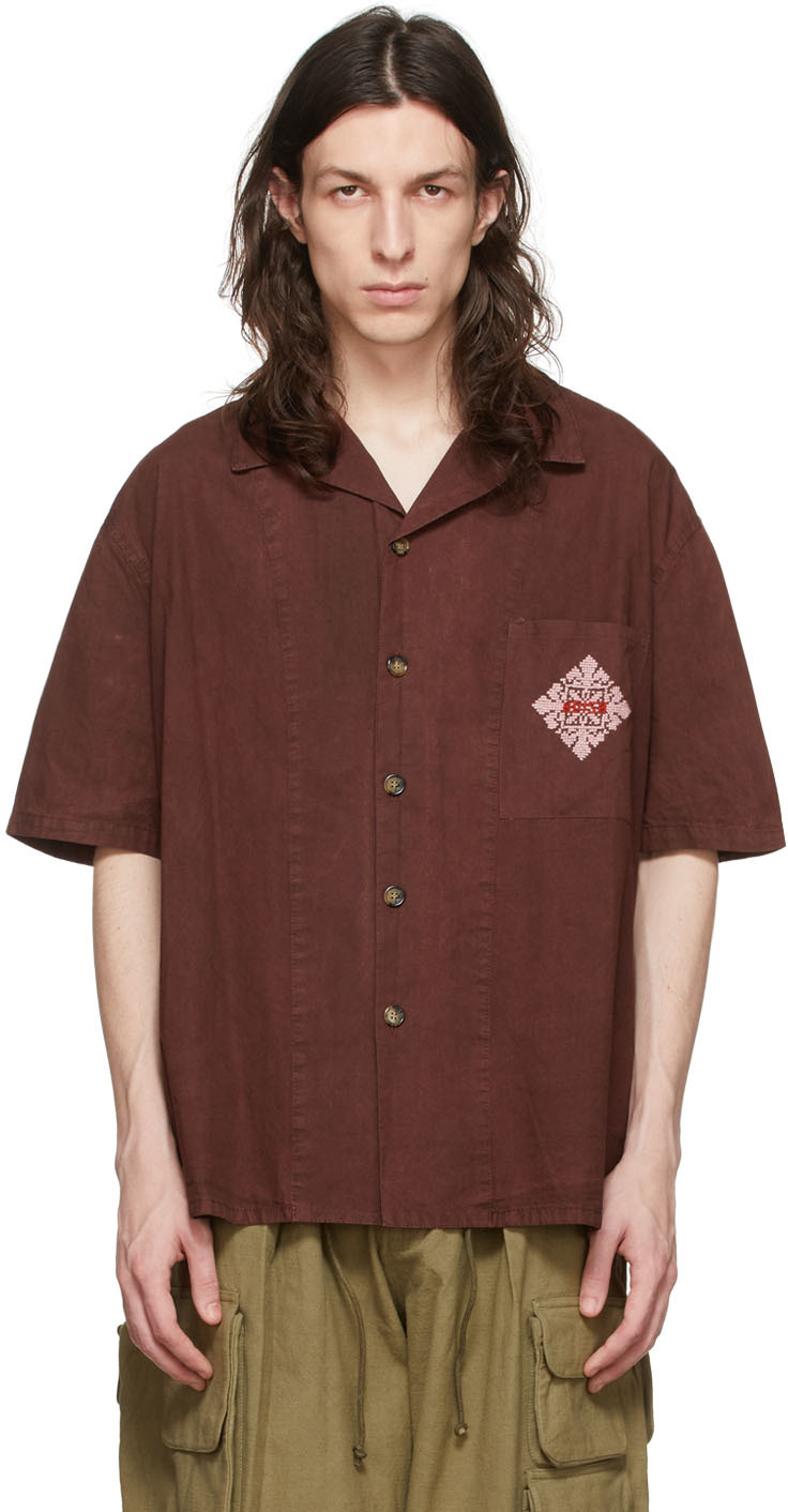 Adish Burgundy Cotton Shirt In Red
