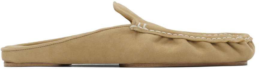 Beige Suede Mocassin Slippers