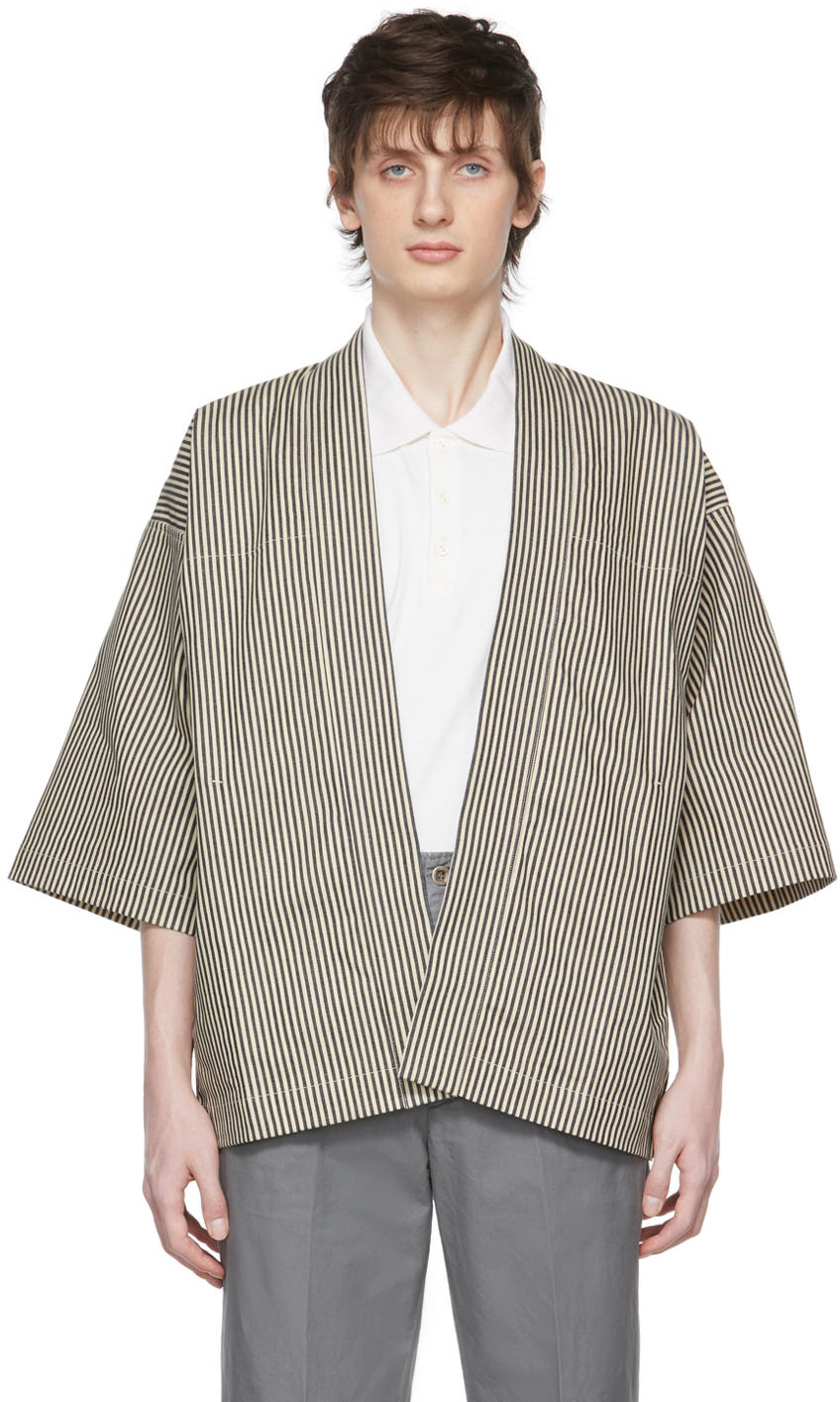 visvim: Black & Off-White Happi Cardigan | SSENSE