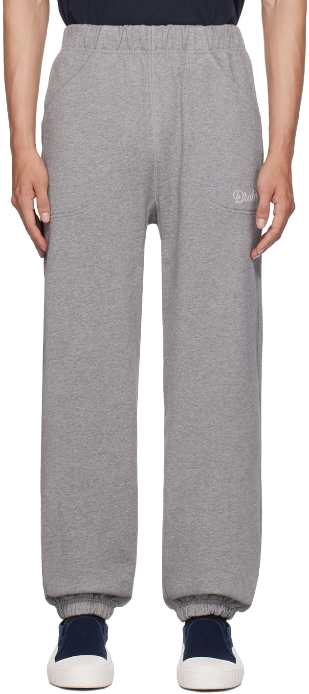Drake's: Gray Embroidered Sweatpants | SSENSE