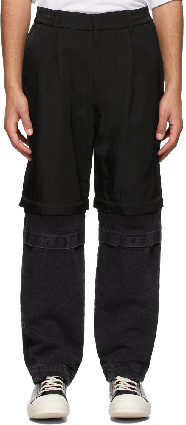 Black Paneled Colorblock Trousers