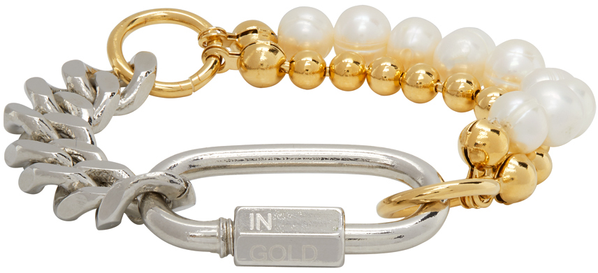 Ssense Uomo Accessori Gioielli Bracciali & Gold Crystal Figaro Bracelet 