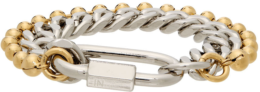 Silver & Gold Curb Ball Chain Bracelet