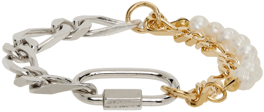 Ssense Uomo Accessori Gioielli Bracciali & Silver Pearl Figaro Bracelet 
