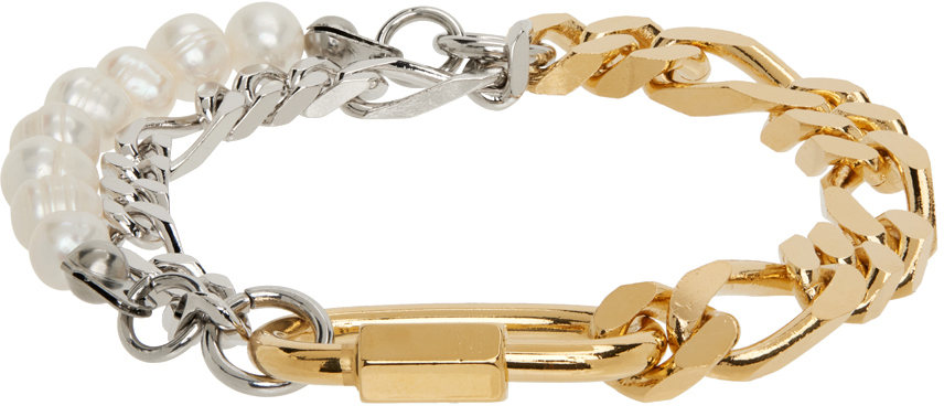 & Silver Pearl Figaro Bracelet Ssense Uomo Accessori Gioielli Bracciali 