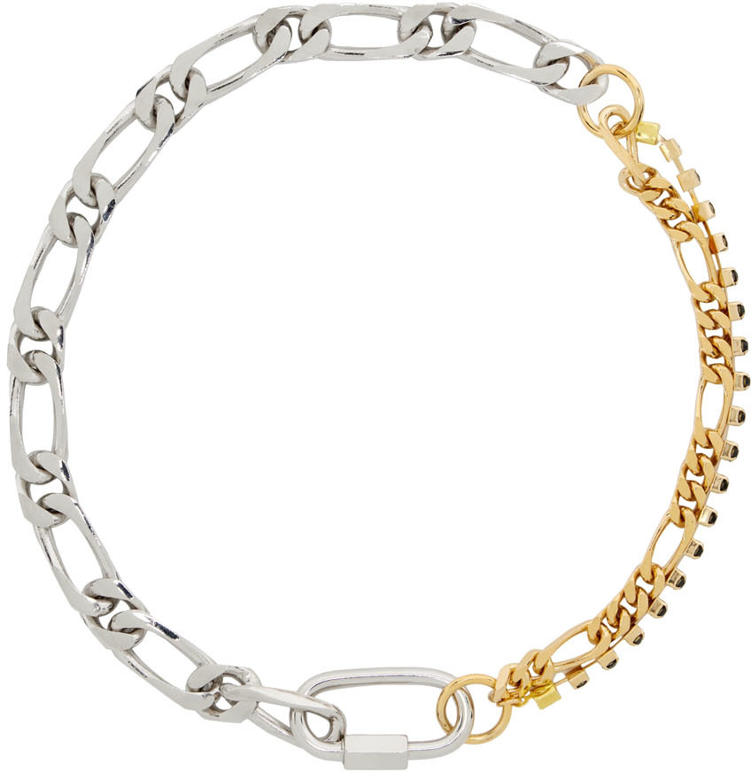 IN GOLD WE TRUST PARIS Silver & Gold Crystal Figaro Necklace