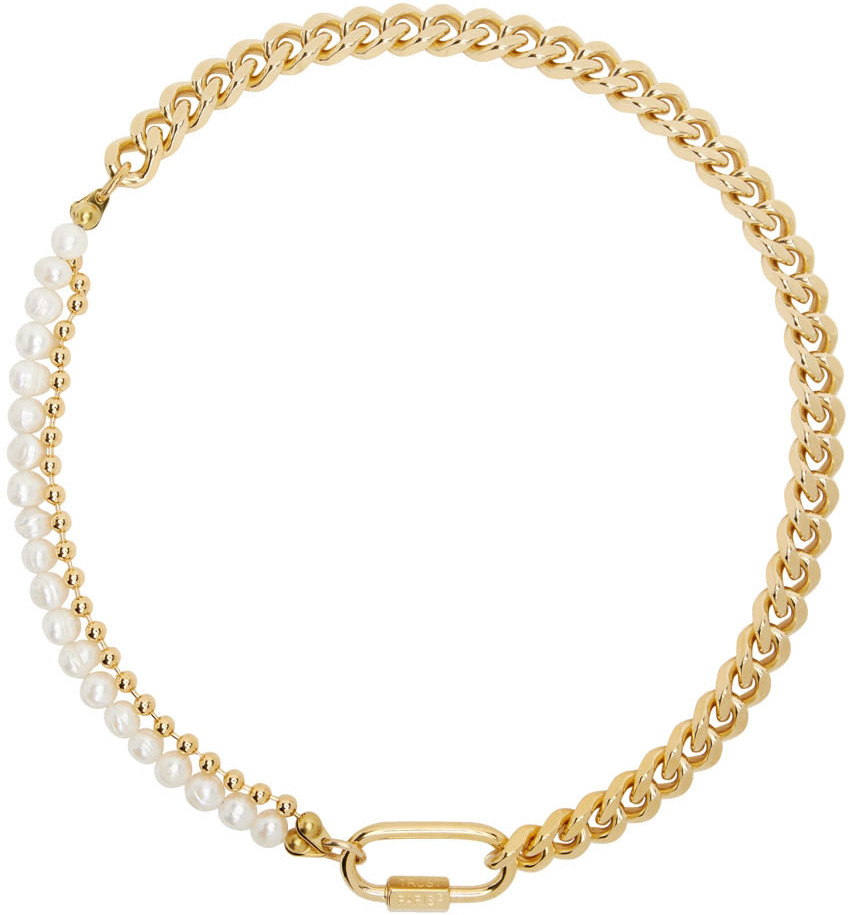 IN GOLD WE TRUST PARIS Gold Pearl Curb Chain Necklace