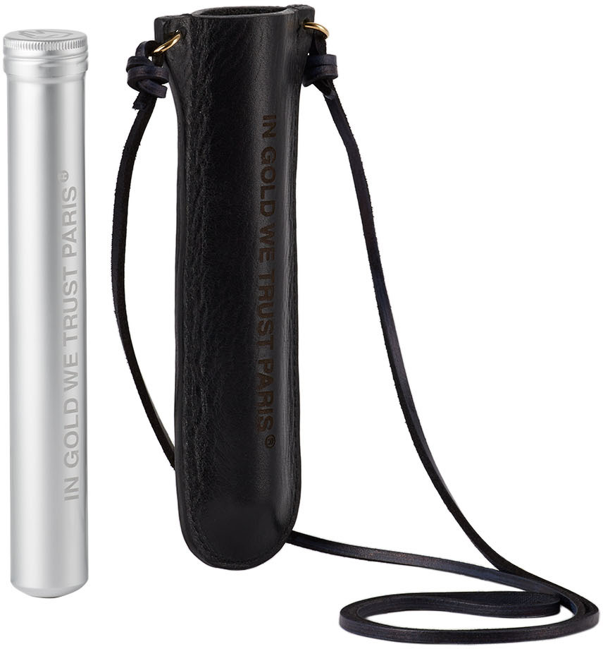 In Gold We Trust Paris Ssense Exclusive Black Leather Cigar Case In Black