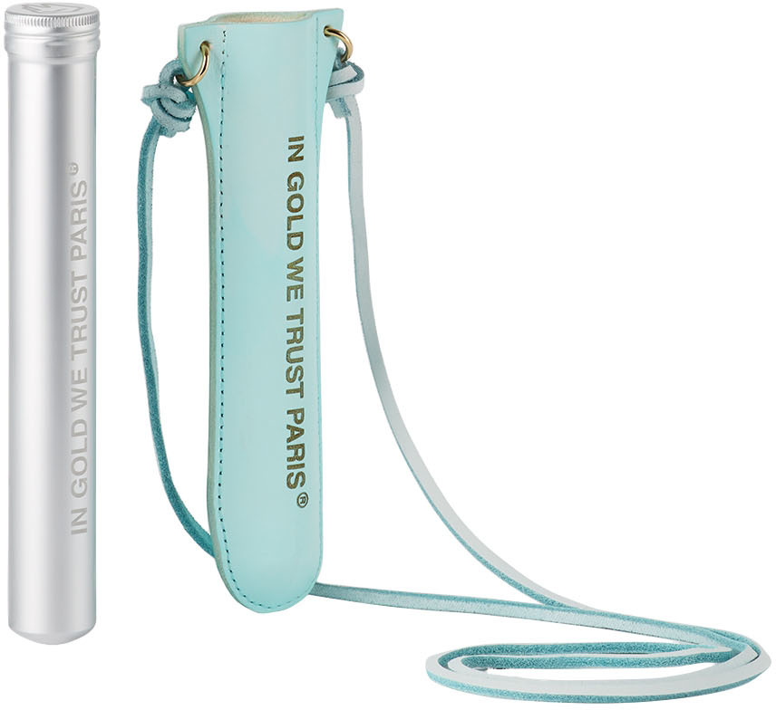 In Gold We Trust Paris Ssense Exclusive Blue Leather Cigar Case In Blue