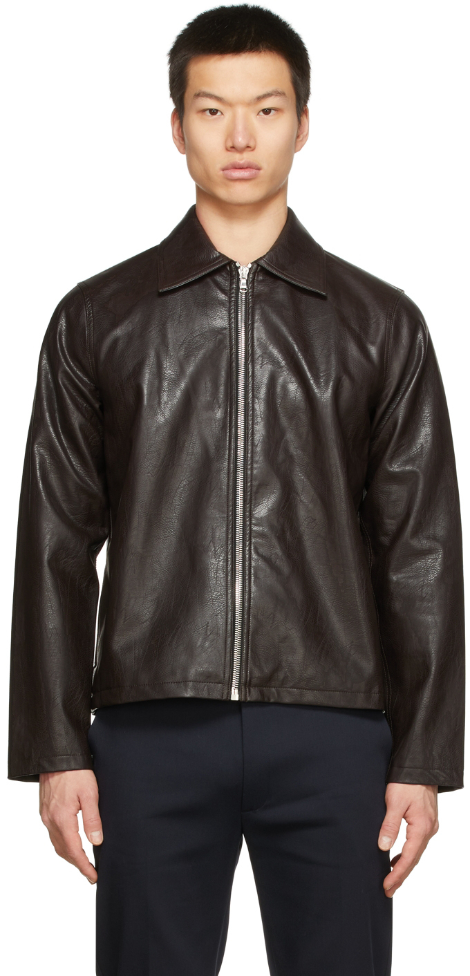 Séfr: Brown Faux-Leather Truth Jacket | SSENSE