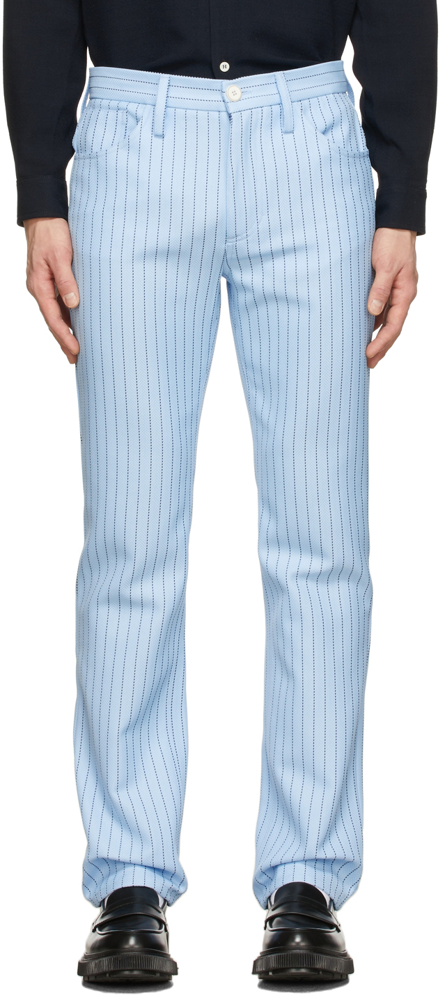 Séfr Blue Striped Londré Trousers | Smart Closet