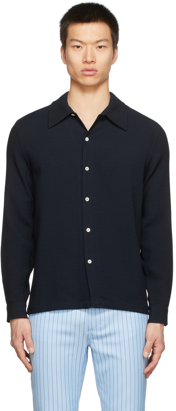 Séfr: Navy Rampoua Shirt | SSENSE