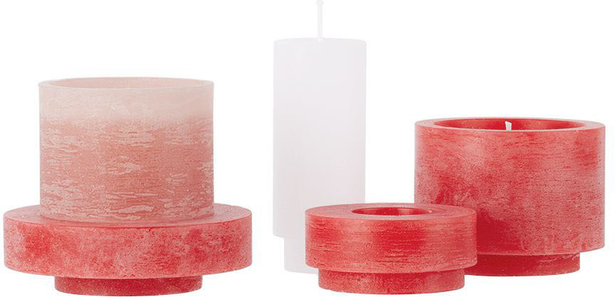 Stan Editions Red & Pink Stack 03 Candle Set In Red & Pink
