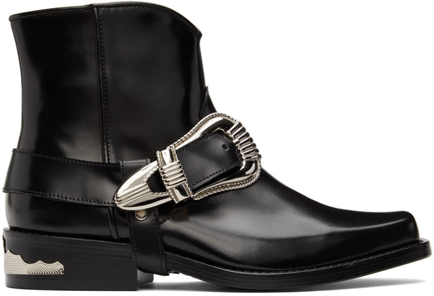 Toga Pulla Black Removable Harness Ankle Boots