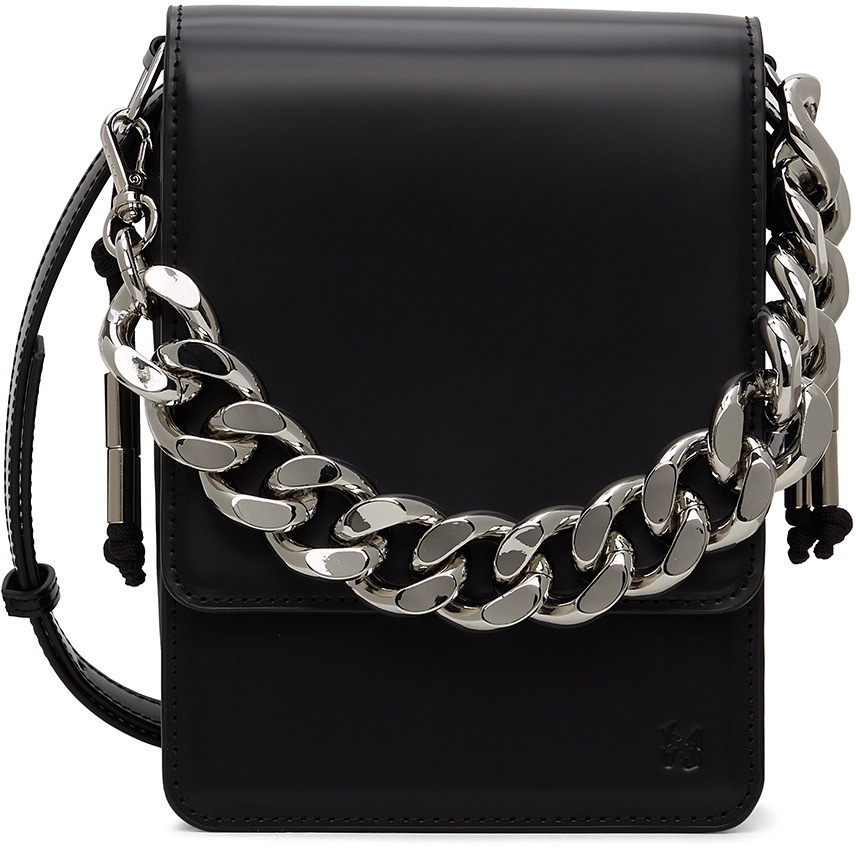 Kara Leather Shoulder Bag in Black