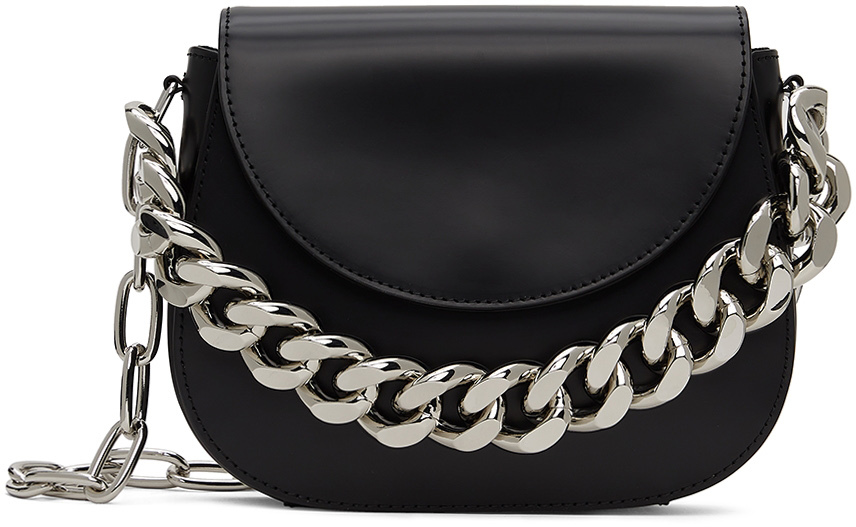 Kara Chain-Link Strap Shoulder Bag - Black