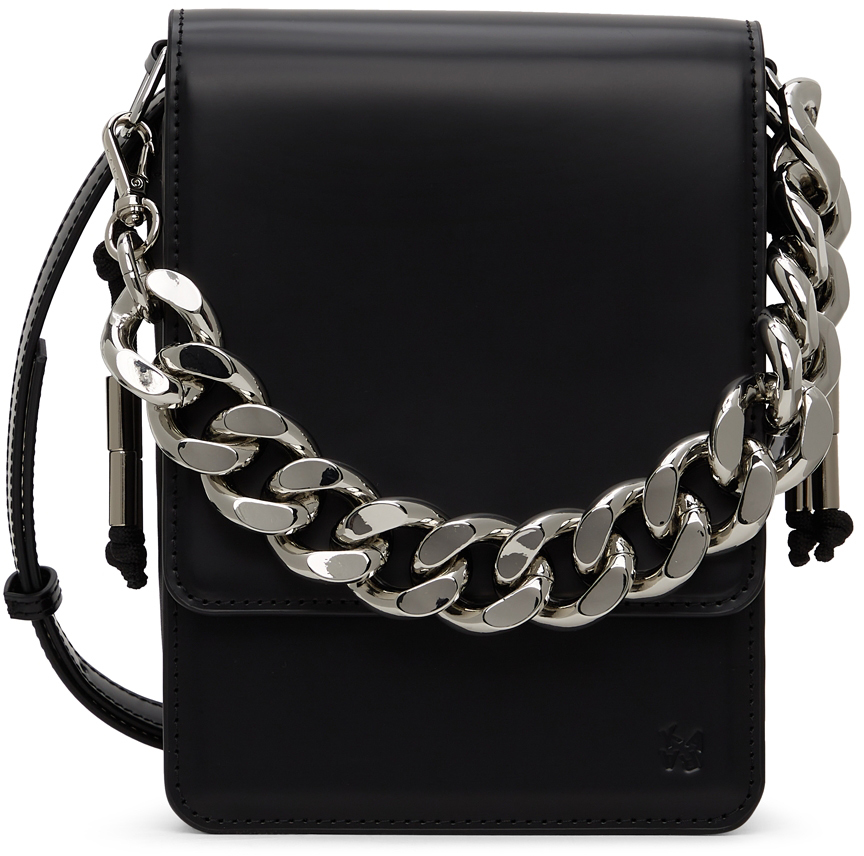 Kara Chain-Link Strap Shoulder Bag - Black