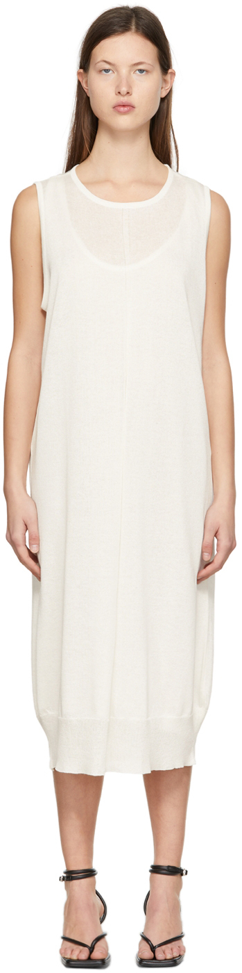 Off-White Rayon Midi Dress