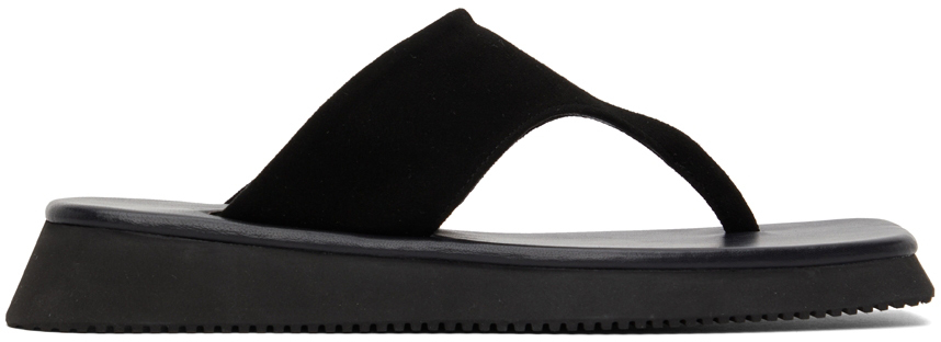 LE17SEPTEMBRE Black Wide Strap Flat Sandals