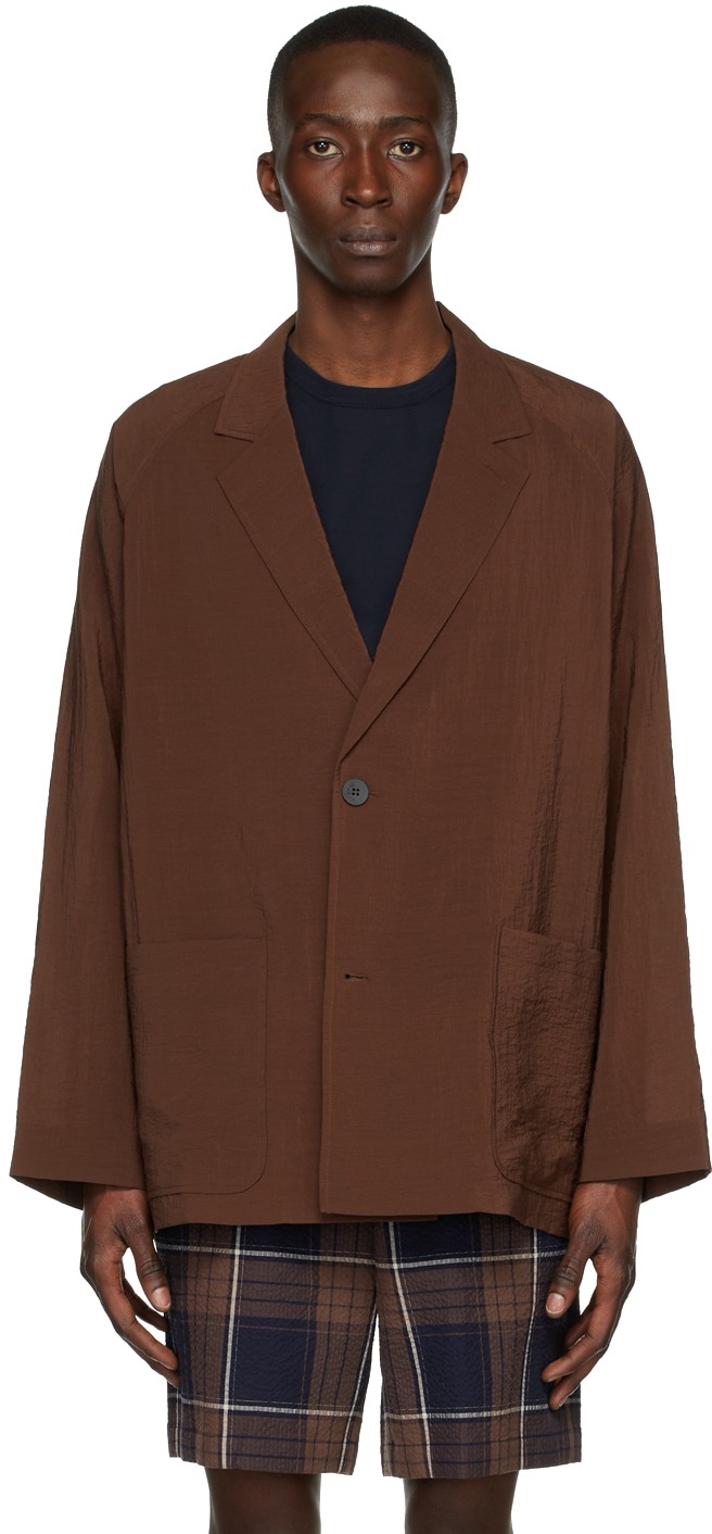 SSENSE UK Exclusive Brown Raglan Sleeve Blazer by LE17SEPTEMBRE on Sale