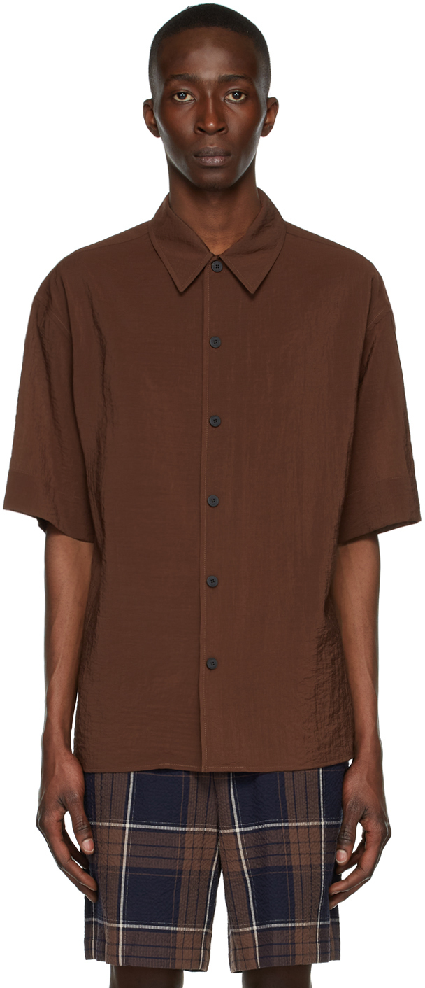 LE17SEPTEMBRE SSENSE Exclusive Brown Open Collar Shirt