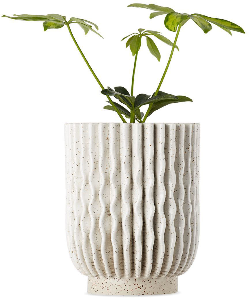 Polymorf Off-white Large Gudrun Planter In White Speckle