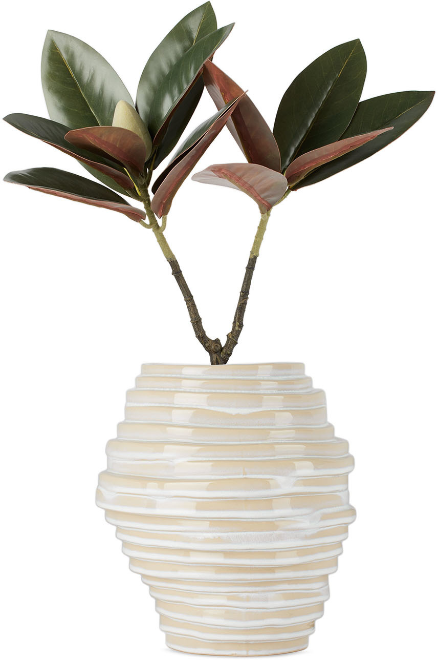 Project 213a Off-white & Beige Alfonso Vase, 5.5 L In Shiny White