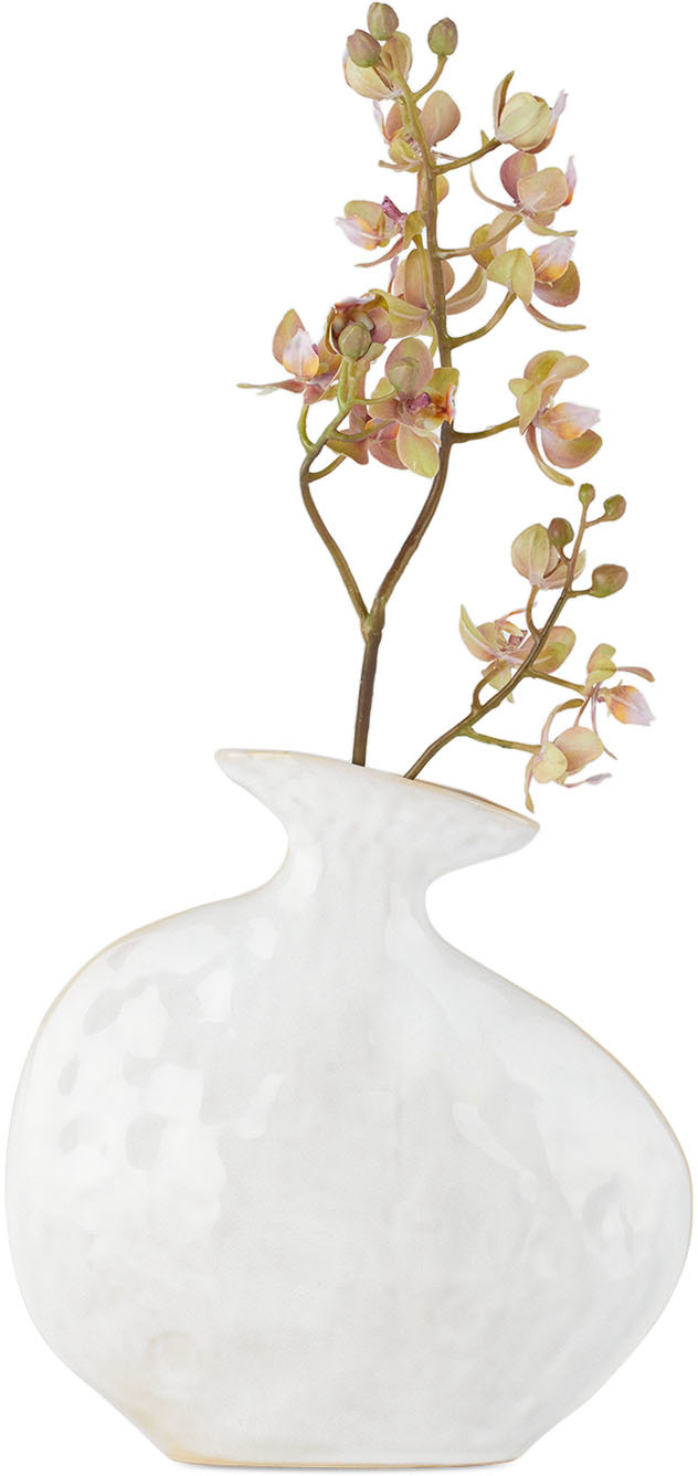 Project 213a White Flat Vase, 1.1 L In Shiny White