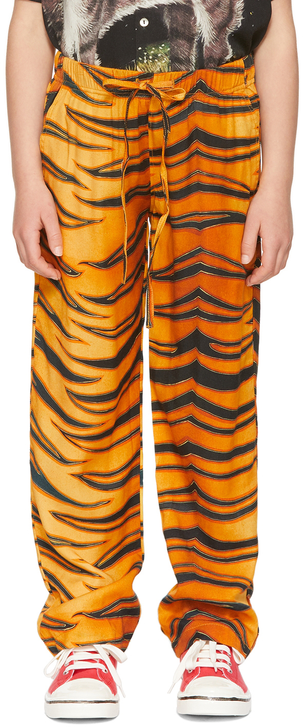 Endless Joy Ssense Exclusive Kids Black & Orange Harimau Pants In Tiger