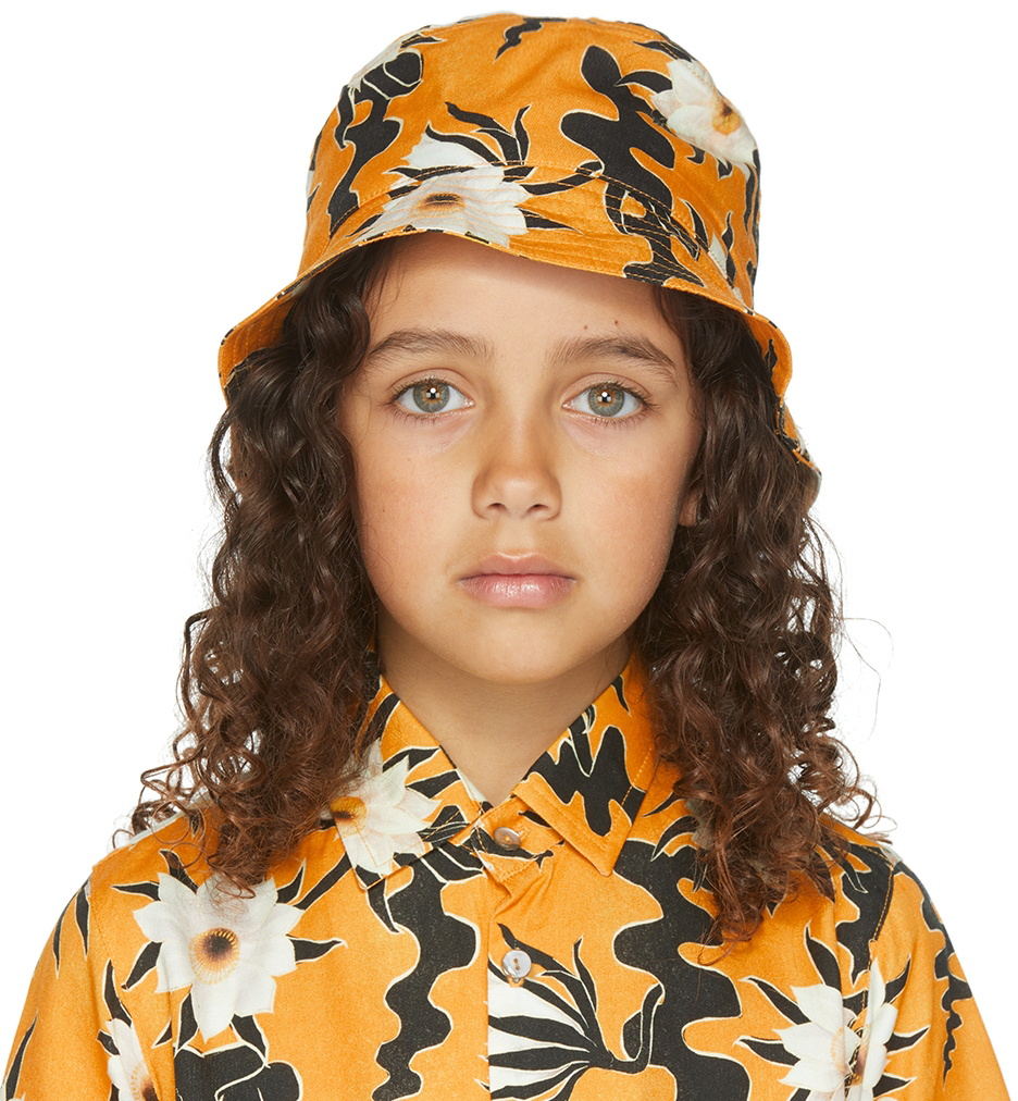 Endless Joy Ssense Exclusive Kids Orange Epiphyllum Bucket Hat In Saffron
