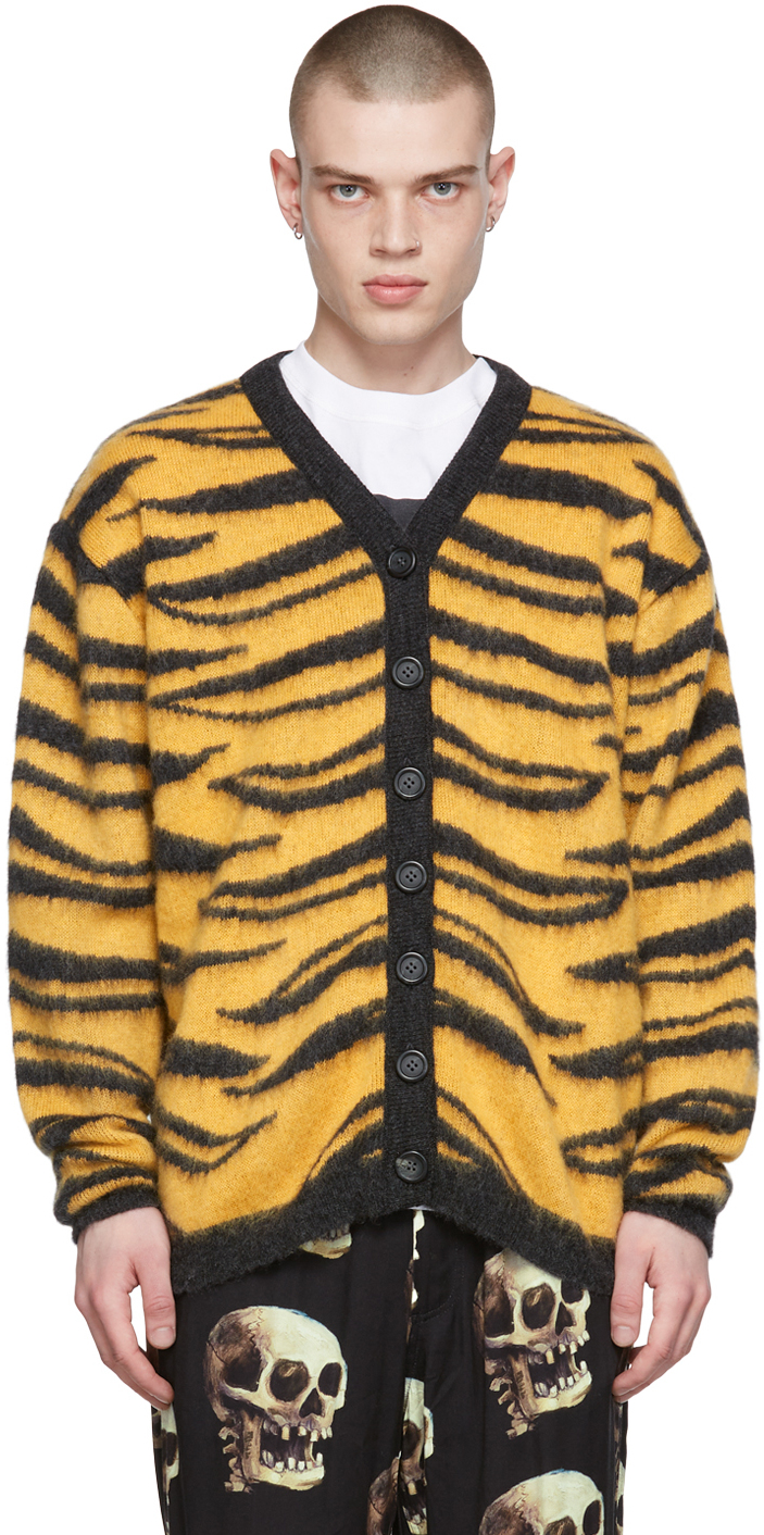 Endless Joy Tiger-intarsia Wool Cardigan In Brown