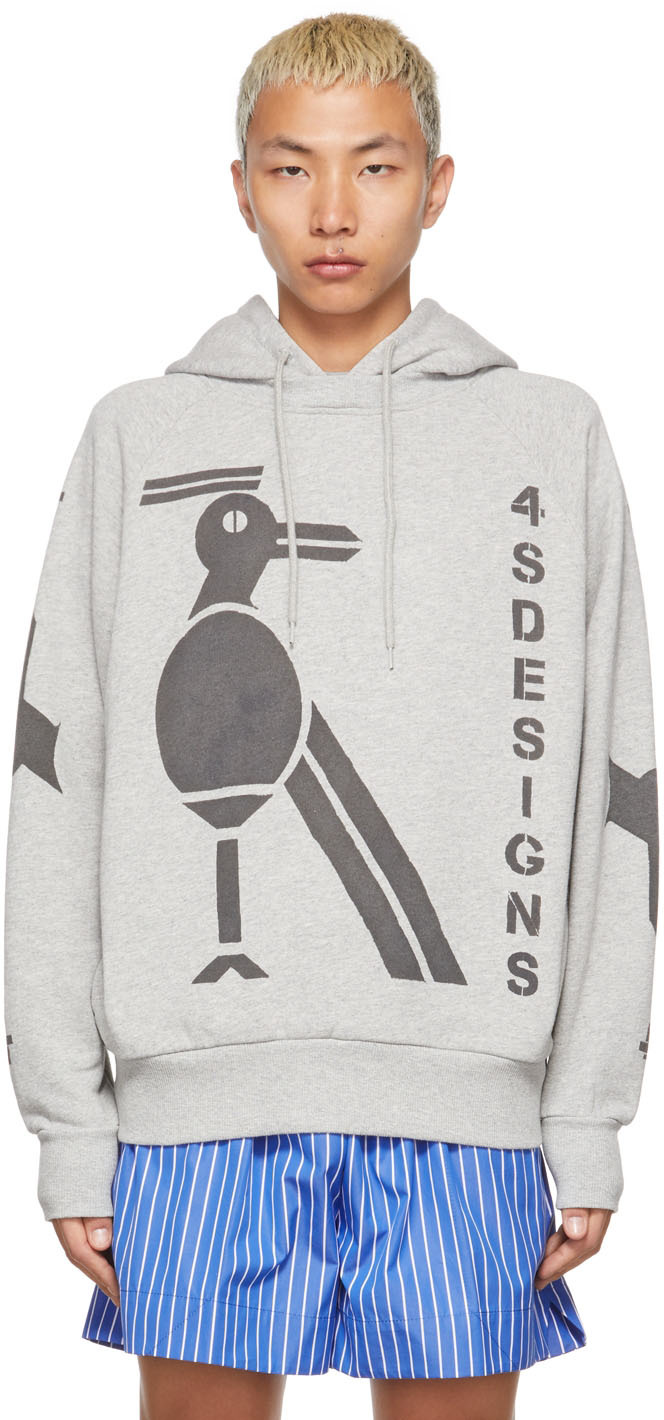 Grey Bird Stencil Hoodie