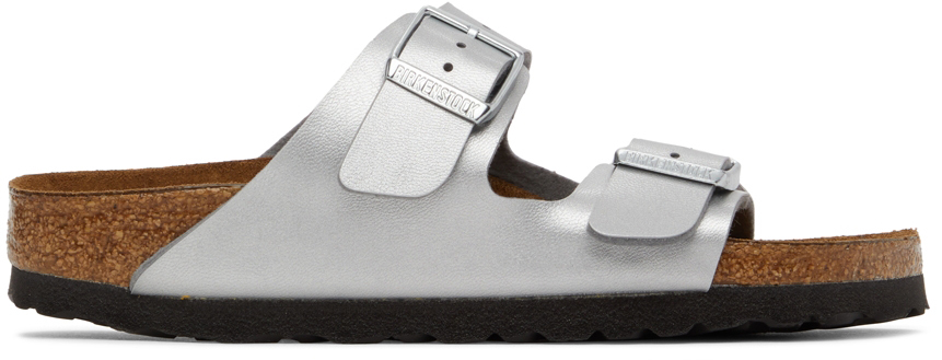 Birkenstock Silver Soft Footbed Arizona Sandals