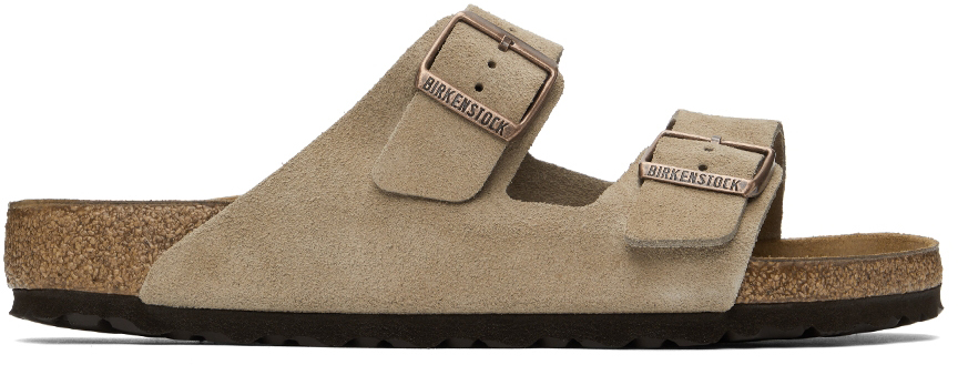Birkenstock Taupe Suede Soft Footbed Arizona Sandals - 51461