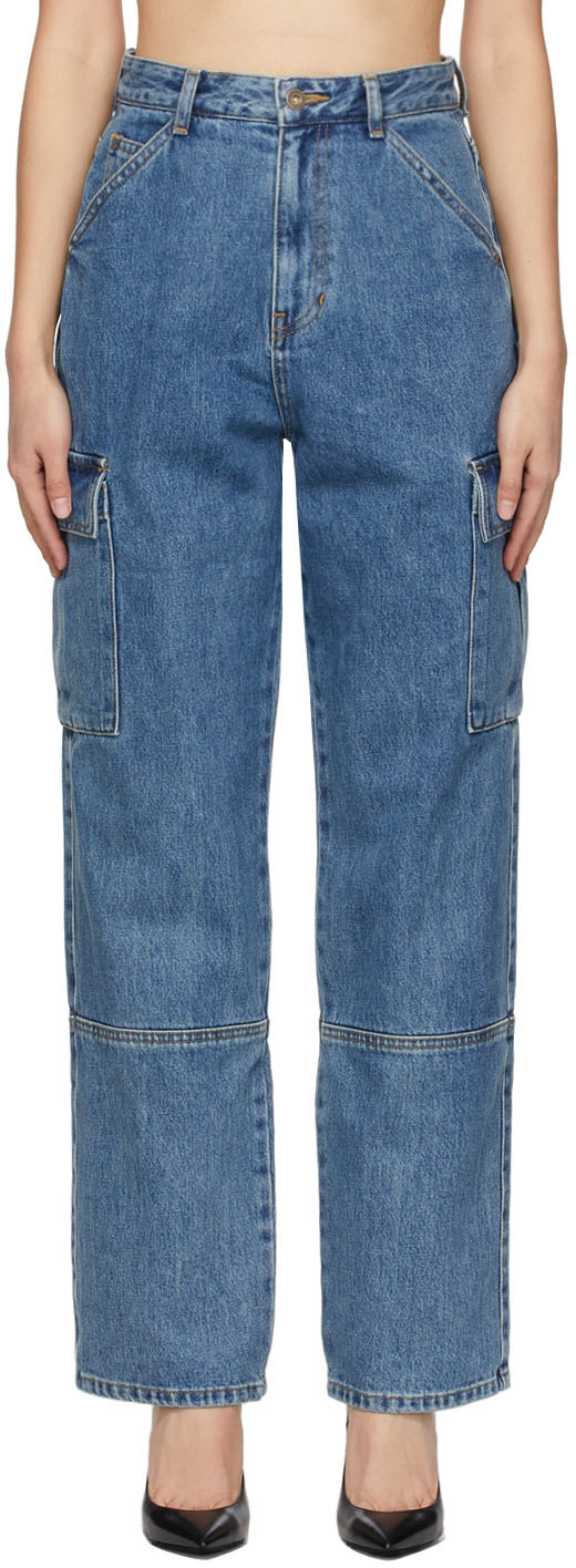 Drae Blue Baggy Boyfriend Cargo Jeans | ModeSens