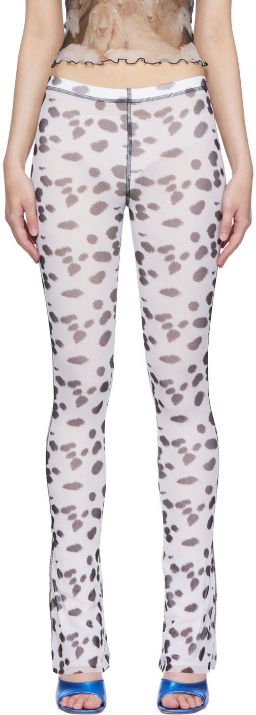 Priscavera White Nylon Lounge Pants In Da Dalmatian