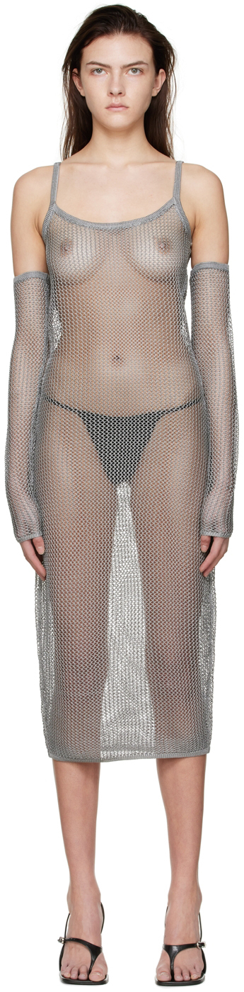 Subsurface Ssense Exclusive Grey Recycled Polyester Cover-up Dress In Platinum