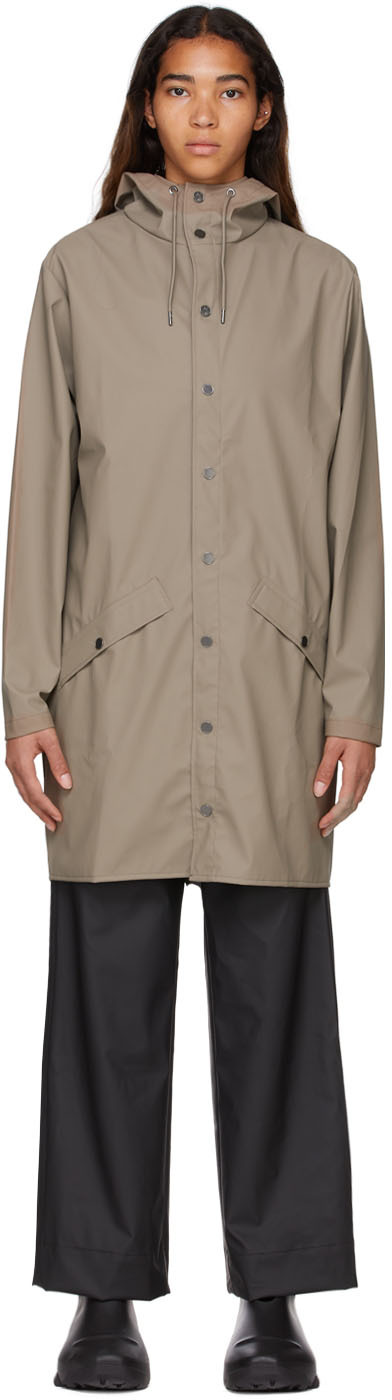 RAINS Taupe Polyester Coat