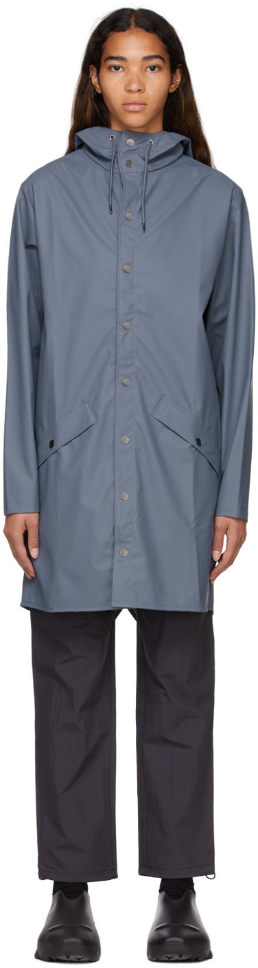 RAINS Blue Polyester Coat