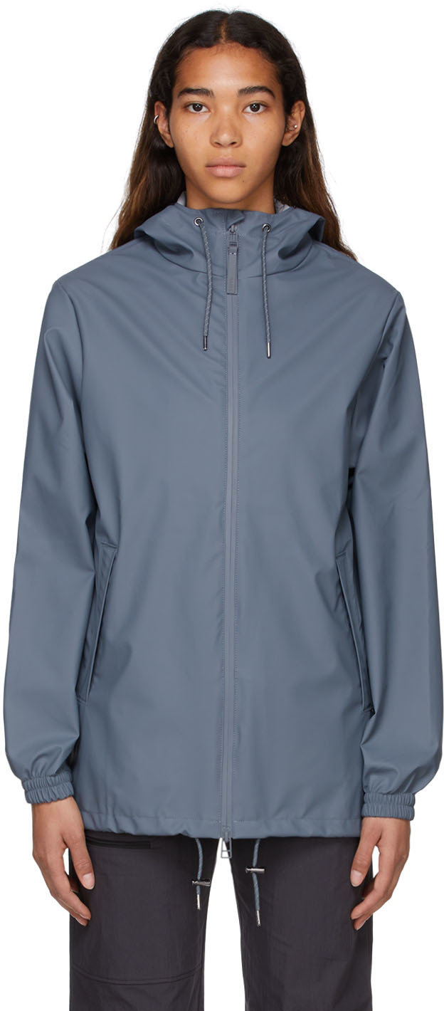 RAINS Blue Polyester Jacket