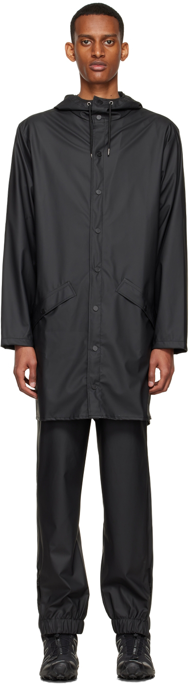 RAINS Black Polyester Coat