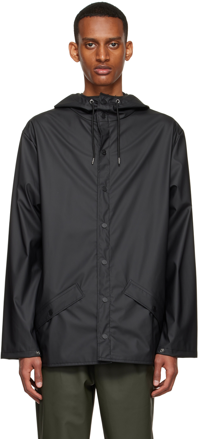 RAINS Black Polyester Jacket