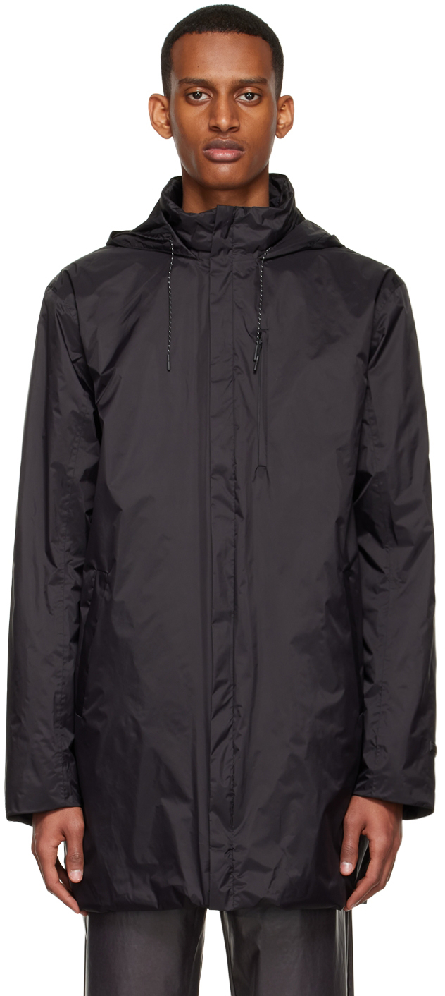 RAINS Black Nylon Coat