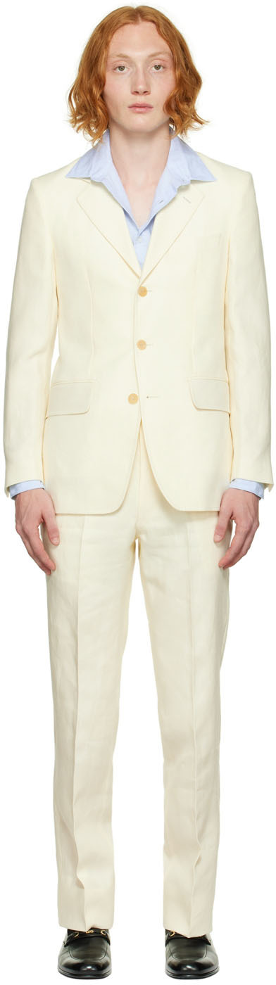 Husbands SSENSE Exclusive Off-White Linen Suit