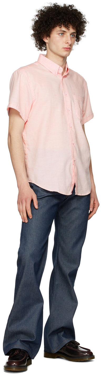 Naked & Famous Denim ピンク オーガニックコットン 半袖シャツ